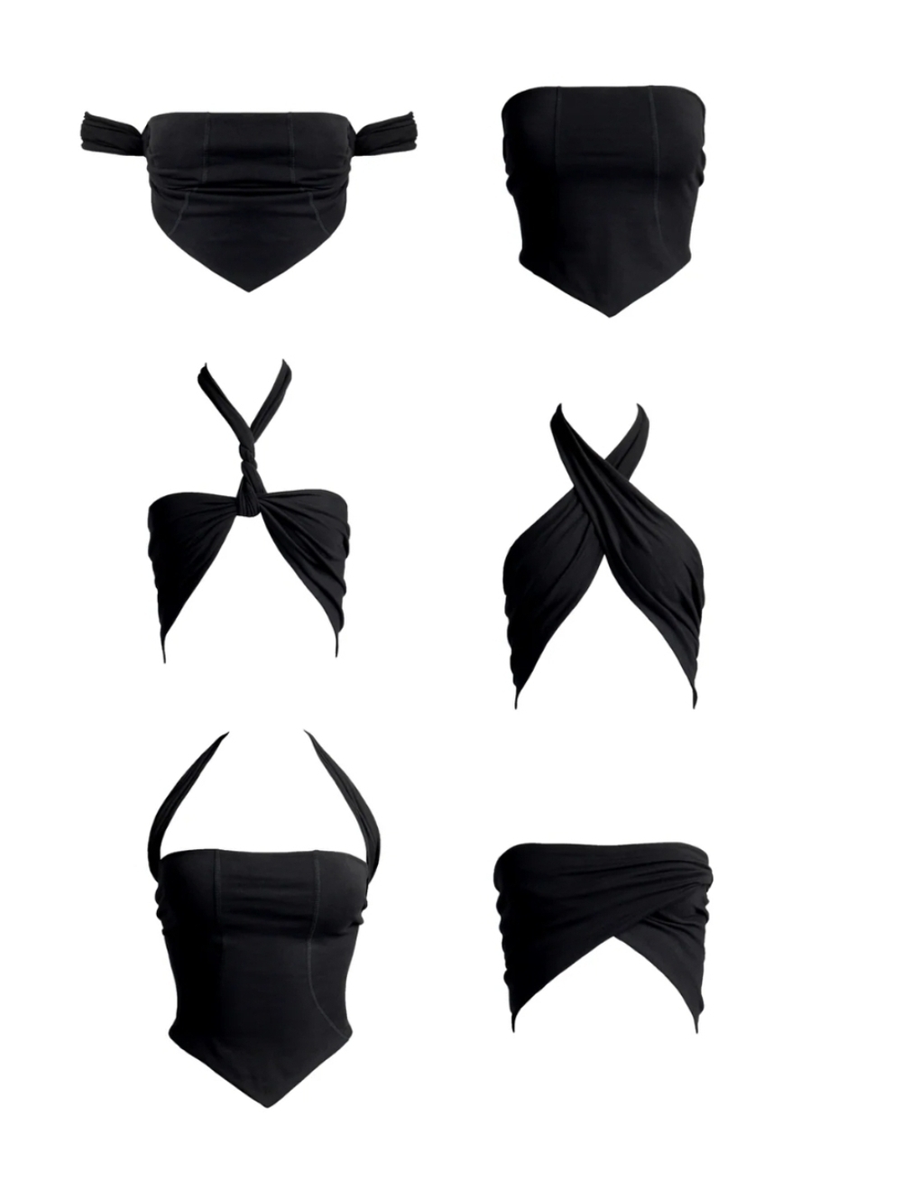Multi-way Black Bandana Scarf Top - Picture 6 of 10